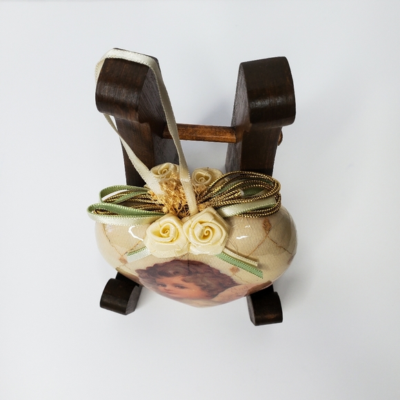 Vintage Victorian Christmas Querubin Ornament Angel Cherub Paper Mache Decoupage - Picture 10 of 12